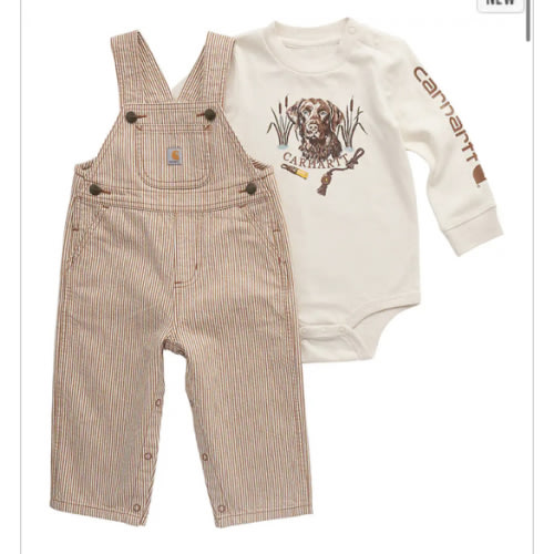 Boys' 2-Piece Long Sleeve Bodysuit & Stripe Overall Set