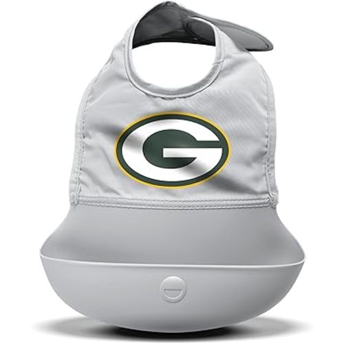 Smilo Silicone Bib - Officially Licensed NFL Fabric & Silicone Baby Bib with Crumb Catcher for Babies and Toddlers
