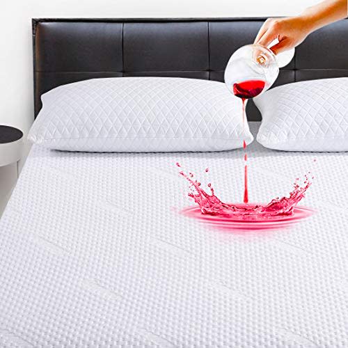 COHOME Bamboo Waterproof Mattress Protector Queen 3D Air Fabric Fitted 8-21 inch Deep Pocket Breathable Mattress Pad Cover