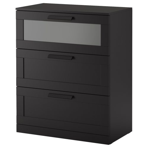 BRIMNES 3-drawer chest - black 30 3/4x37 3/8 "