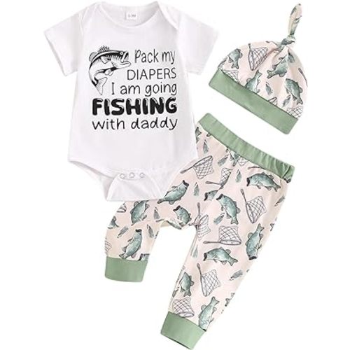 Twopumpkin Infant Baby Boy Farm Letter Bodysuit Romper and Long Pants Newborn Coming Home Outfit Cute Clothes Sets with Hat