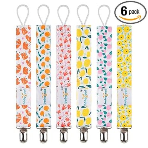 Fruit Pacifier Clips, 6 Pack Pacifier Holder Clip for Baby Boys and Girls Fits Most Pacifiers