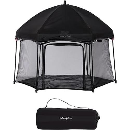 Onyx Playpen Set with Canopy, Baby Playpen, Portable and Lightweight, Playpen for Babies and Toddler, Black