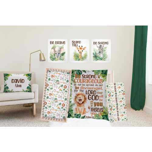 Personalized Nursery Bedding Set | Safari Nursery Bedding Set | Custom Crib Bedding Set | Christian Safari Nursery Set | Bible Affirmations