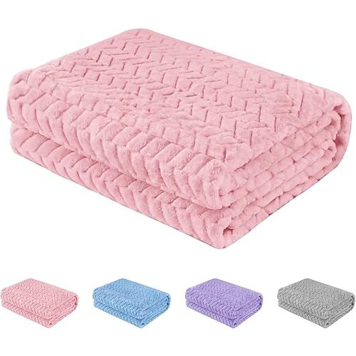Baby Blanket Flannel, Cozy Throw Blankets for Newborn Infant and Toddler, Super Soft and Warm Receiving Baby Blanket for Crib Stroller (Pink 25 * 32")