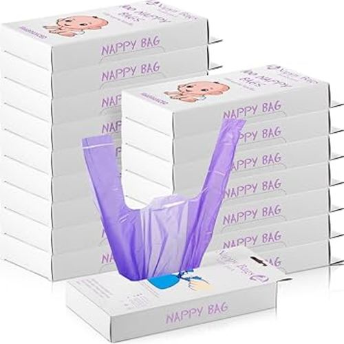 Honoson 1200 Count Baby Disposable Diaper Bags Scented Diaper Sacks with Tie Handle Disposal Baby Poop Trash Bags Waste Sacks Refill (Purple)