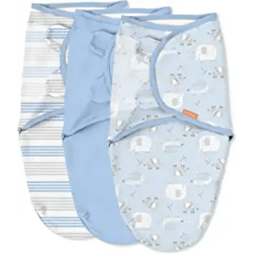 SwaddleMe Original Swaddle - Size Small/Medium, 0-3 Months, 3-Pack (Elephant Stripes)