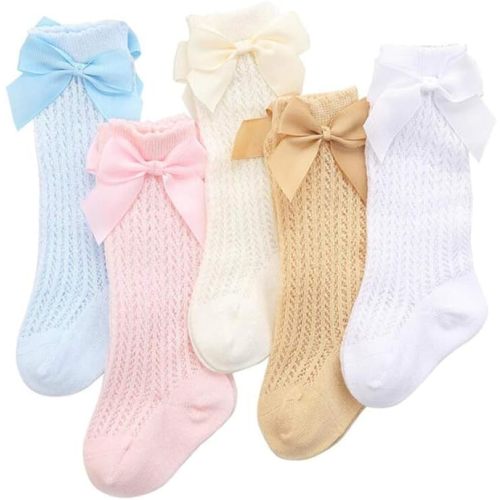 Calcetines de malla para bebés y niñas, transpirables, con lazo, para niñas