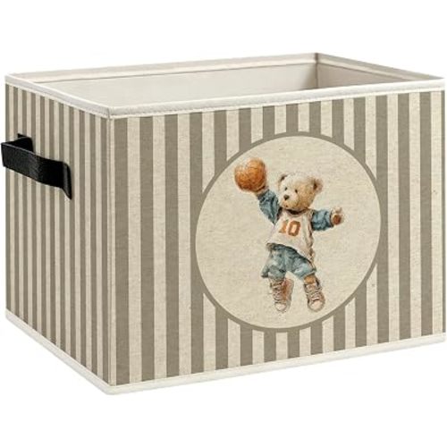 Bear Basketball Nursery Foldable Storage Bins Box with Handles