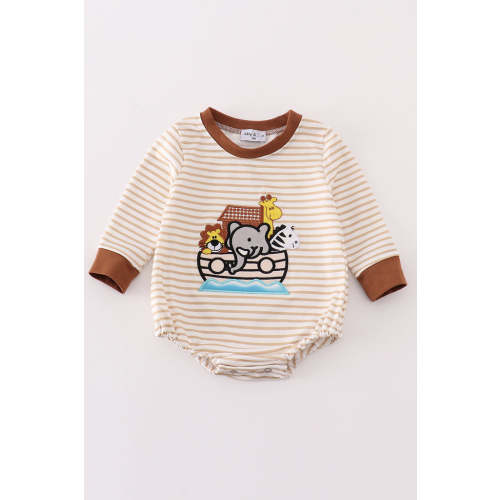 Noah's ark embroidery stripe boy bubble – HoneyBean