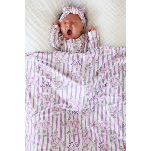 Lila's Lilacs Personalized Swaddle Blanket