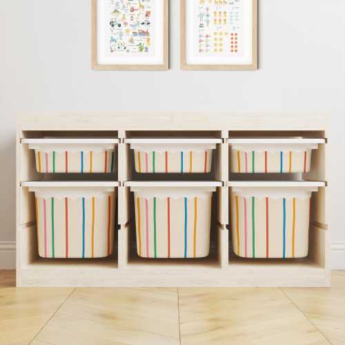 IKEA Trofast Coloured Lines Box Stickers Scalloped | Removable Playroom Organisation Labels | Scandi Kids Decor