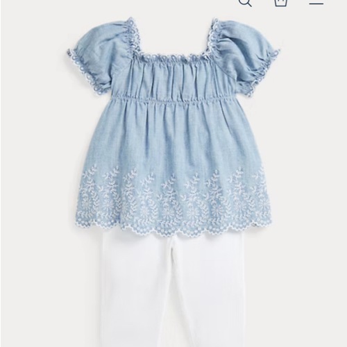 Cotton Chambray Top & Jersey Legging Set
