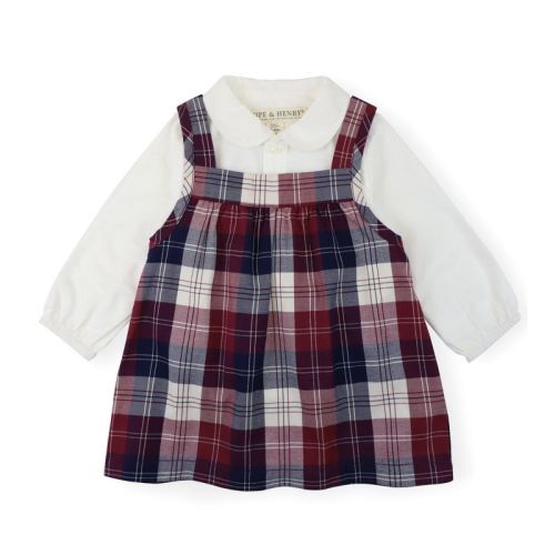 Hope & Henry Layette Baby Girl Long Sleeve Bodysuit And Jumper Set, Berry Tartan Set, 3-6 Months