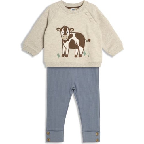 Cow Sweatshirt & Rib Leggings Set, 6-12M
