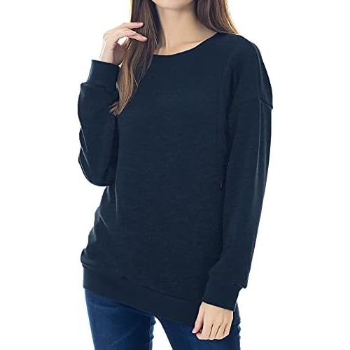 Smallshow Fleece Maternity Nursing Sweatshirt Long Sleeve Breastfeeding Tops