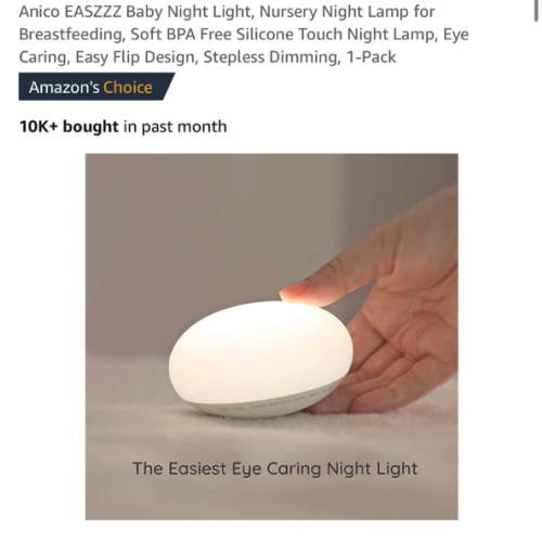 Anico EASZZZ Baby Night Light, Nursery Night Lamp for Breastfeeding, Soft BPA Free Silicone Touch Night Lamp, Eye Caring, Easy Flip Design, Stepless Dimming, 1-Pack - Amazon.com