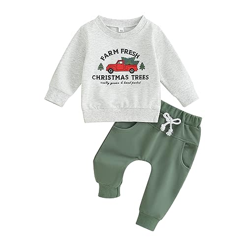 Adobabirl Toddler Baby Halloween Outfit Boy Girl Pumpkin Patch Crew Sweatshirt and Pants Set Halloween Fall Baby Clothes