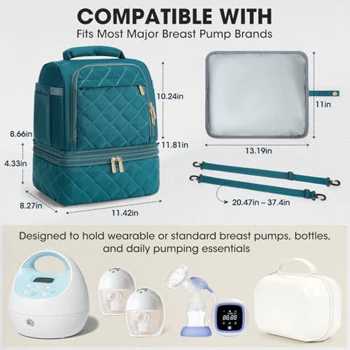 RAINSMORE Wearable Breast Pump Bag, Breast Milk Cooler Travel Bag,Green