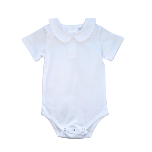 White Short Sleeve Peter Pan Collar Bodysuit – The Honey Hole