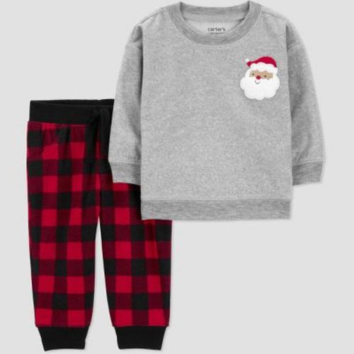 Carter's Just One You® Baby Christmas 2pc Buffalo Checkered Top & Bottom Set - Gray/black/red 3m