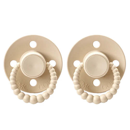CMC GOLD BUBBLE DUMMY / PACIFIER 2 PACK (SIZE 1) | OATMEAL