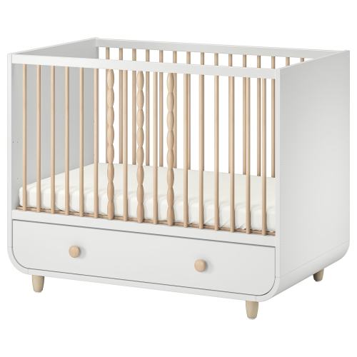 MYLLRA Crib with drawer - white 27 1/2x52 "