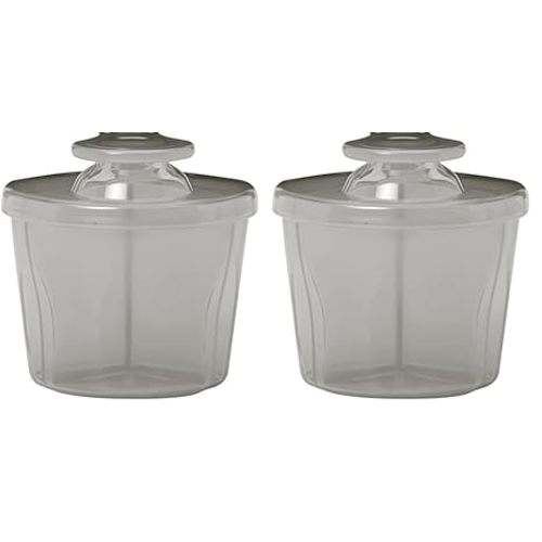 Dr. Brown's Baby Formula Dispenser with Snap-On Lid for On-The-Go Feedings,Milk Powder Dispenser for Traveling with Infant,Gray (Pack of 2)