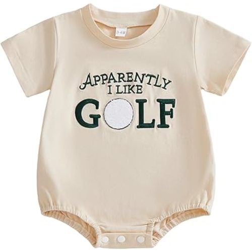 Kupretty Infant Baby Boy Girl Romper Apparently I Like Golf Embroidered Romper Short Sleeve Bodysuit Newborn Playsuit