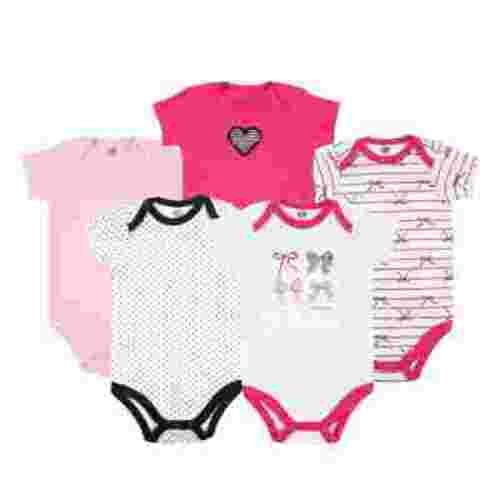 Hudson Baby Short Sleeve Bodysuits, 5-Pack, Newborn- 24 Months