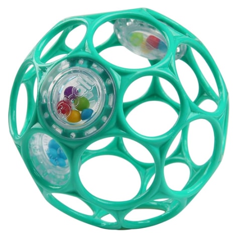 Bright Starts Oball Easy-Grasp Rattle BPA-Free Infant Toy in Teal, Age Newborn and up, 4 Inches
