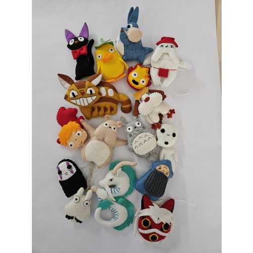 Ornaments inspired by Ghibli characters, Totoro, anime dolls.
