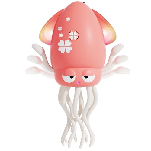 Electric Dancing Octopus Light Music Suitable for 12-18 Months Old Baby Toys, Kid Crawling Squid Toys Suitable for Toddler Tummy time, Birthday for 1 2 3 4 5 6 Year Old Girl (Pink)