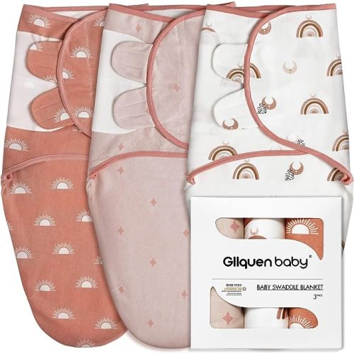 3-Pack Organic Baby Swaddle Sleep Sacks for Newborn - Baby Swaddles 0-3 Months, Baby Swaddle Sack, Rainbow & Sun, Baby Swaddle Blanket Wrap (Small/Medium) - Small/Medium (0-3 Month)