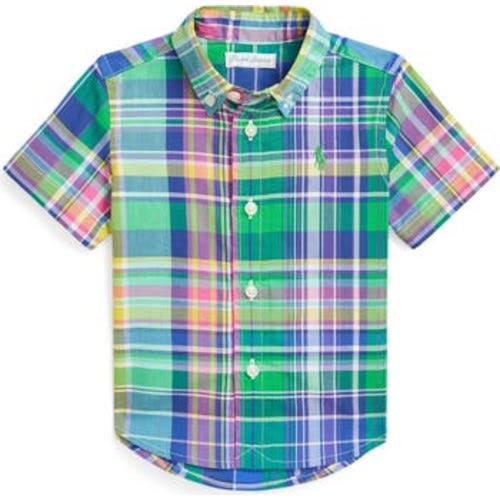 Plaid Short Sleeve Cotton Button-Down Shirt, 3M