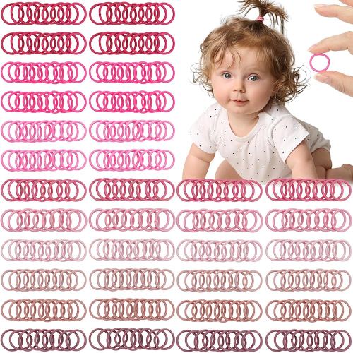 CÉLLOT 360PCS Small Hair Ties,No Crease Pinky Baby Hair Ties,2cm in Diameter Rubber Elastic Hair Ponytail Holder Hair Accessories for Baby Girls Toddlers Kids