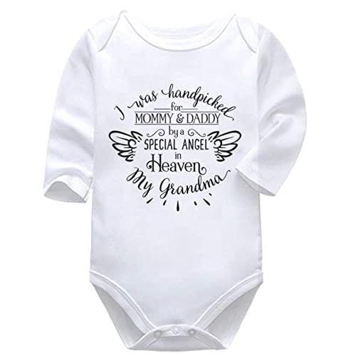 Hand Picked for Mommy and Daddy by My Grandma in Heaven Cute Long Sleeve Bodysuit