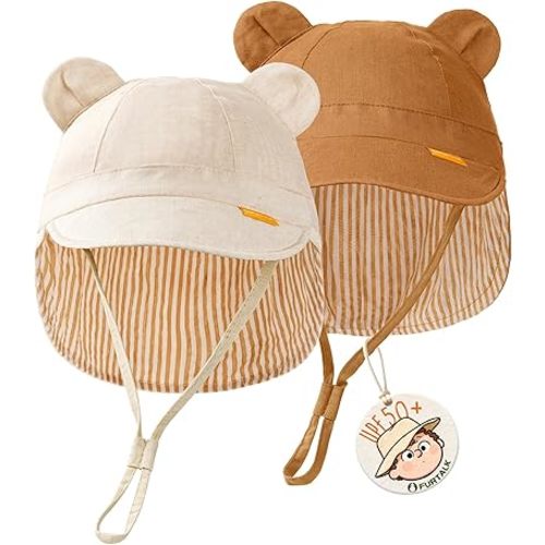 FURTALK Baby Sun Hat UPF 50+ Toddler Hat with Neck Flap, Breathable Adjustable Fit for Boys & Girls