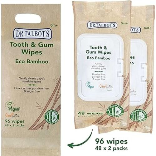 Dr. Talbot's Eco Bamboo Baby Tooth and Gum Wipes Naturally Inspired With Citroganix, 2-pack, 96 count
