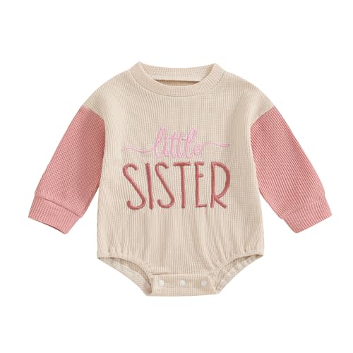 BeQeuewll Fall Toddler Baby Boy Girl Clothes Sister Brother Matching Outfit Letter Print Long Sleeve Sweatshirt Bubble Romper