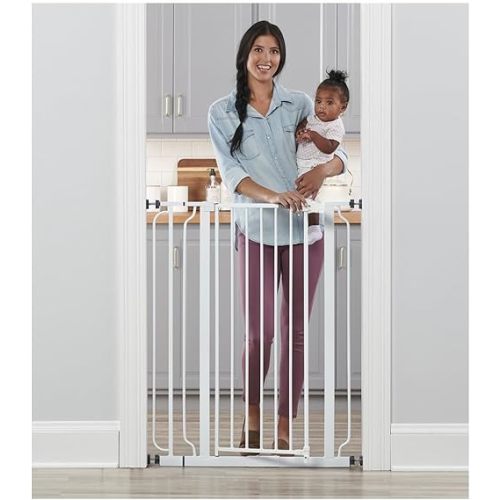 Regalo Easy Step 36" Extra Tall Walk Thru Baby Gate, Includes 4-Inch Extension Kit, 4 Pack of Pressure Mount Kit and 4 Pack Wall Cups and Mounting Kit, White