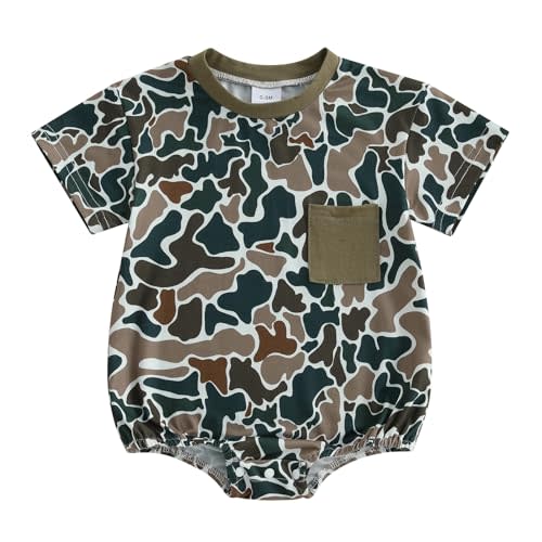 Gaono Duck Hunting Camo Baby Clothes Newborn Boy Bubble Romper Mallard Duck Bodysuit Jumpsuit Cute Summer Outfit