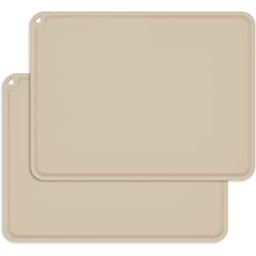 Baby Placemat,Silicone Placemats for Toddlers Kids,Baby Placemat for Restaurants Home with Food,Washable Wipeable Non-Slip Placemats for Kids(2Pack,Beige)