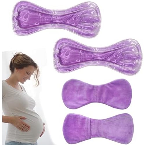 Reusable Perineal Ice Packs for Postpartum & Hemorrhoid Pain Relief, hot & Cold Pack for Women After Pregnancy, 2 Ice Pack and 2 Cover. (Purple)