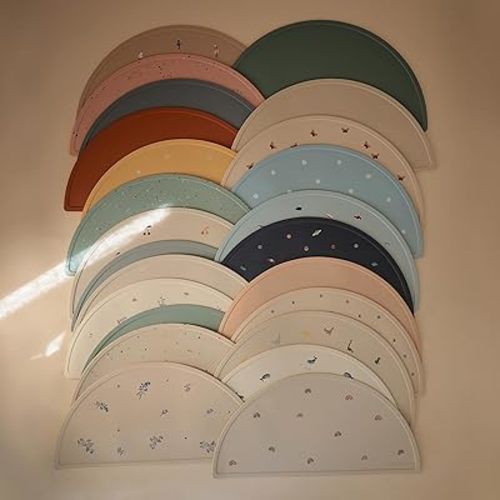 mushie Silicone Placemat for Kids | BPA-Free Non-Slip Design (Retro Cars)