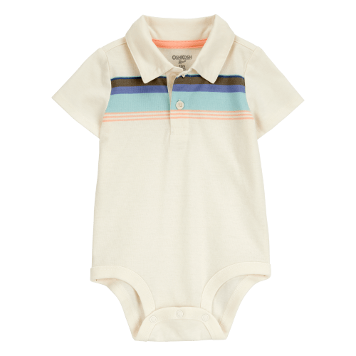 Baby Striped Polo Short-Sleeve Bodysuit - Cream - OshKosh | Carter's
