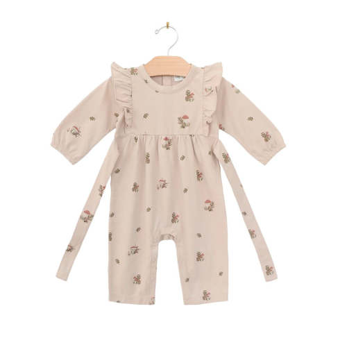 Flutter Sleeve Long Leg Romper- Blush Mushrooms – The Happy Days Co