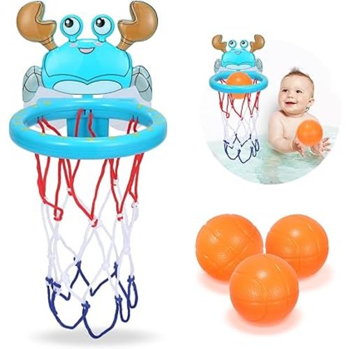 Bath Toys Gifts for 1 2 3 Year Old Girls Boys, Bathtub Shooting Game & Fun Basketball Hoop, Early Educational Toddler Baby Toys Birthday Present for Girls Boys Baby - Christmas Xmas Gifts for Kids