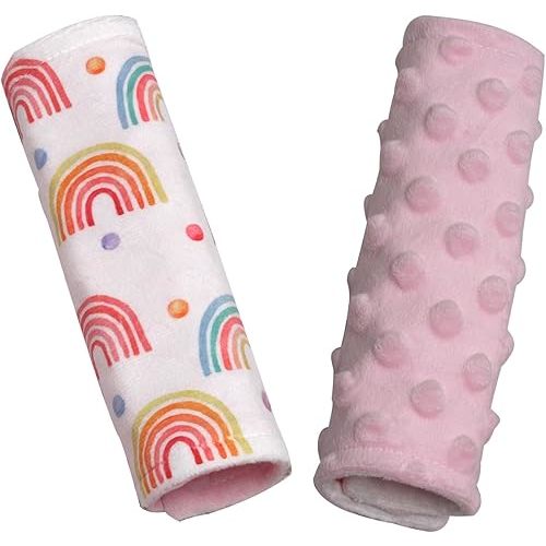 Car Seat Strap Covers for Babies Double-Sided Use Soft Infant Car Seat Strap Shoulder Pads Belt Covers for All Car Seats, Stroller, Pushcar, Baby Swing (Pink)