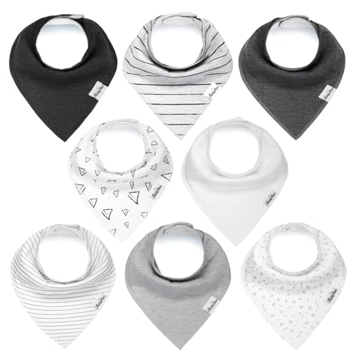 KiddyStar Double Layer Bandana Bibs - Multi Snaps Adjustable Organic Cotton Teething Bib - Absorbent Drooling Protection